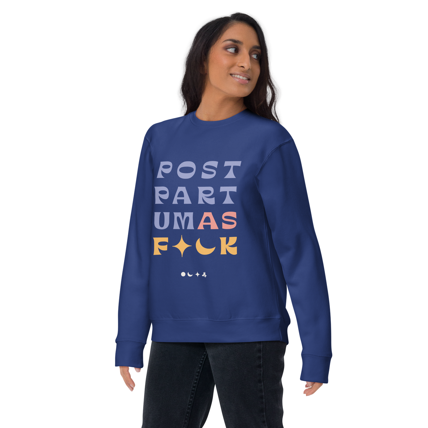 postpartum as F*** - classic navy sweatshirt