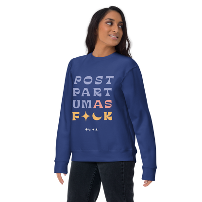 postpartum as F*** - classic navy sweatshirt