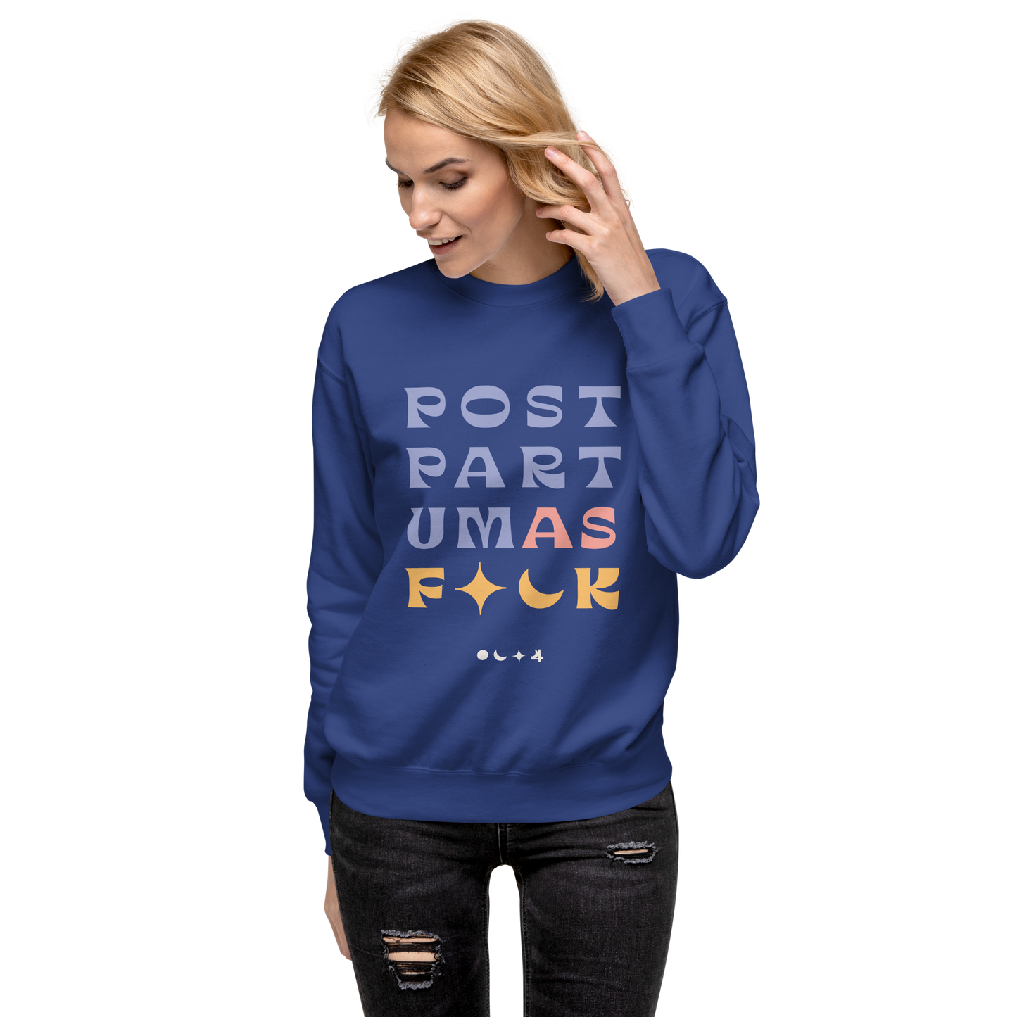 postpartum as F*** - classic navy sweatshirt