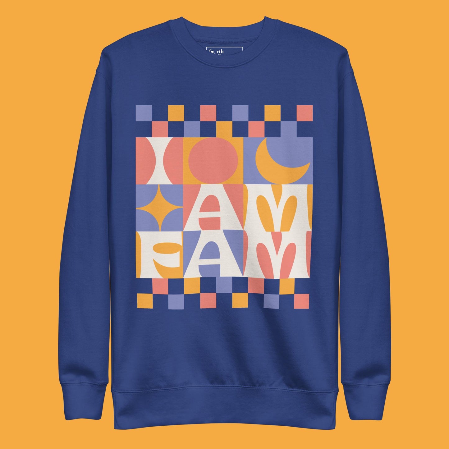 I AM FAM - classic navy check sweatshirt